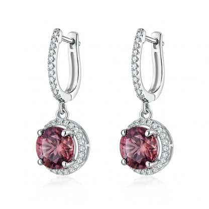 14K 12.52cttw Round Pink Zircon 0.72cttw VS White Diamonds Drop Earrings