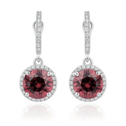 14K 12.52cttw Round Pink Zircon 0.72cttw VS White Diamonds Drop Earrings