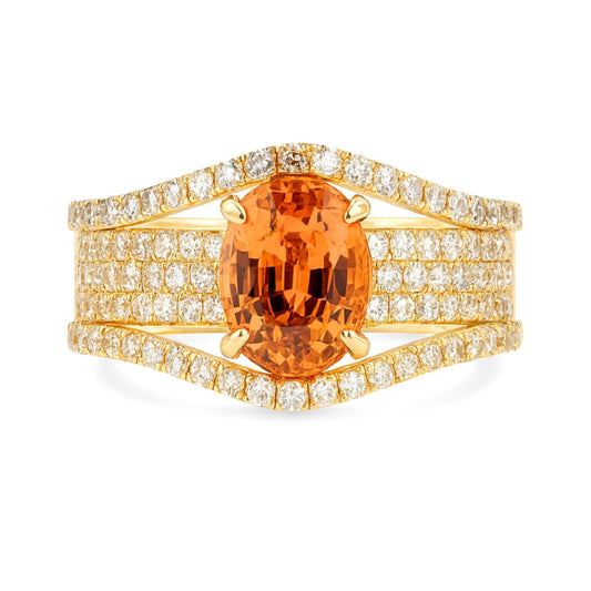 14K 2.00ct Oval Private Collection Mandarin Garnet 1.05cttw VS White Diamonds Ring