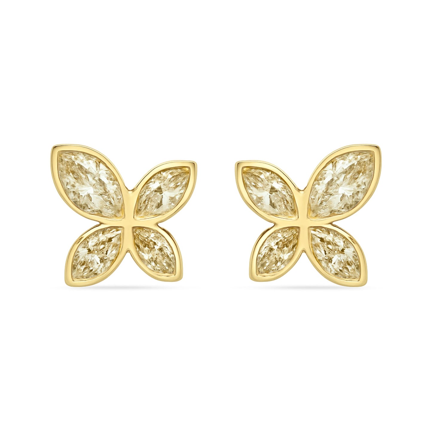 14K 2.00cttw Marquise VS Yellow Diamond Stud Earrings