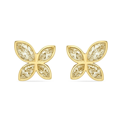 14K 2.00cttw Marquise VS Yellow Diamond Stud Earrings