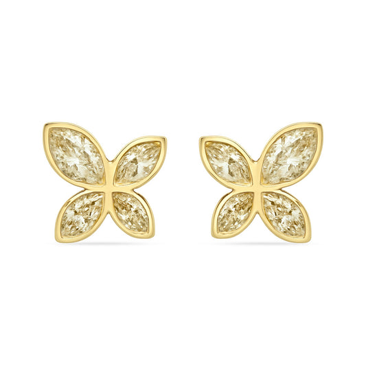 14K 2.00cttw Marquise VS Yellow Diamond Stud Earrings