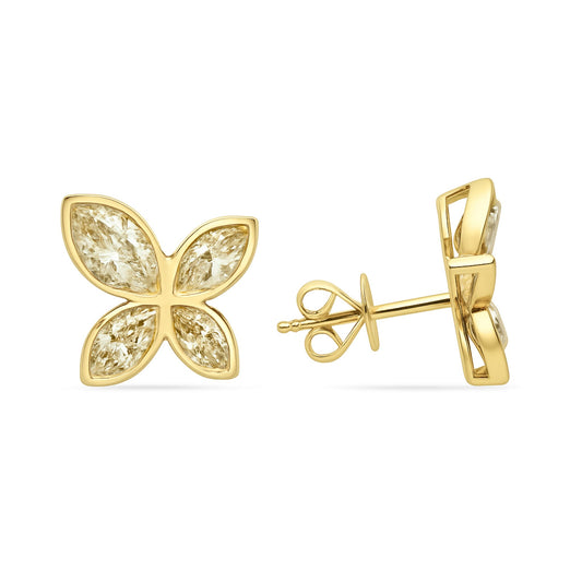 14K 2.00cttw Marquise VS Yellow Diamond Stud Earrings