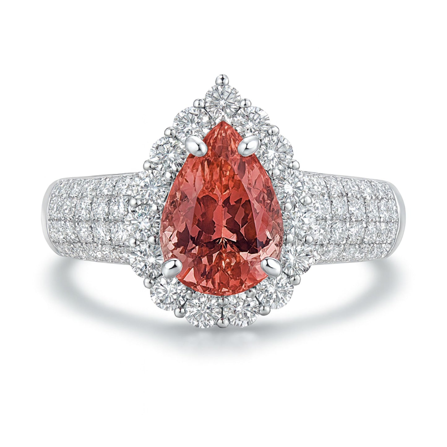 14K 2.03ct Pear Shape Private Collection Imperial Topaz 0.86cttw VS White Diamonds Ring