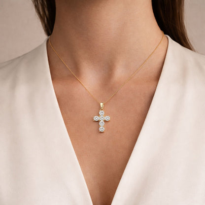 14K 2.45cttw Round VS White Diamond Cross Pendant