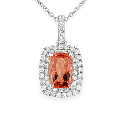 14K 2.48ct Cushion Imperial Topaz 0.42cttw VS White Diamonds Pendant