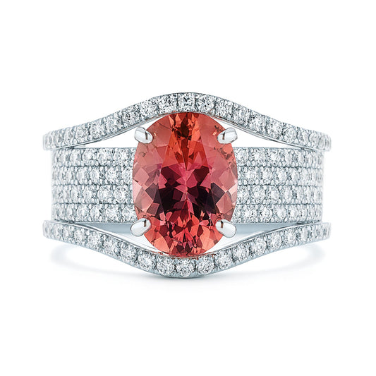 14K 2.57ct Oval Private Collection Imperial Topaz 1.36cttw VS White Diamonds Ring