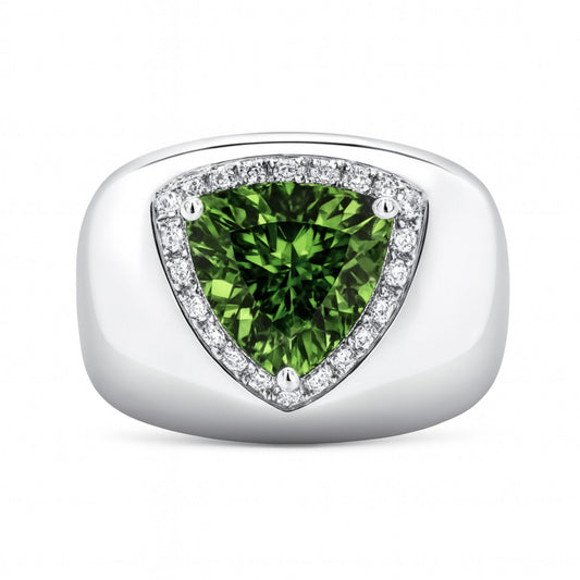 14K 2.61ct Trilliant Green Paraiba 0.38cttw VS White Diamonds Ring