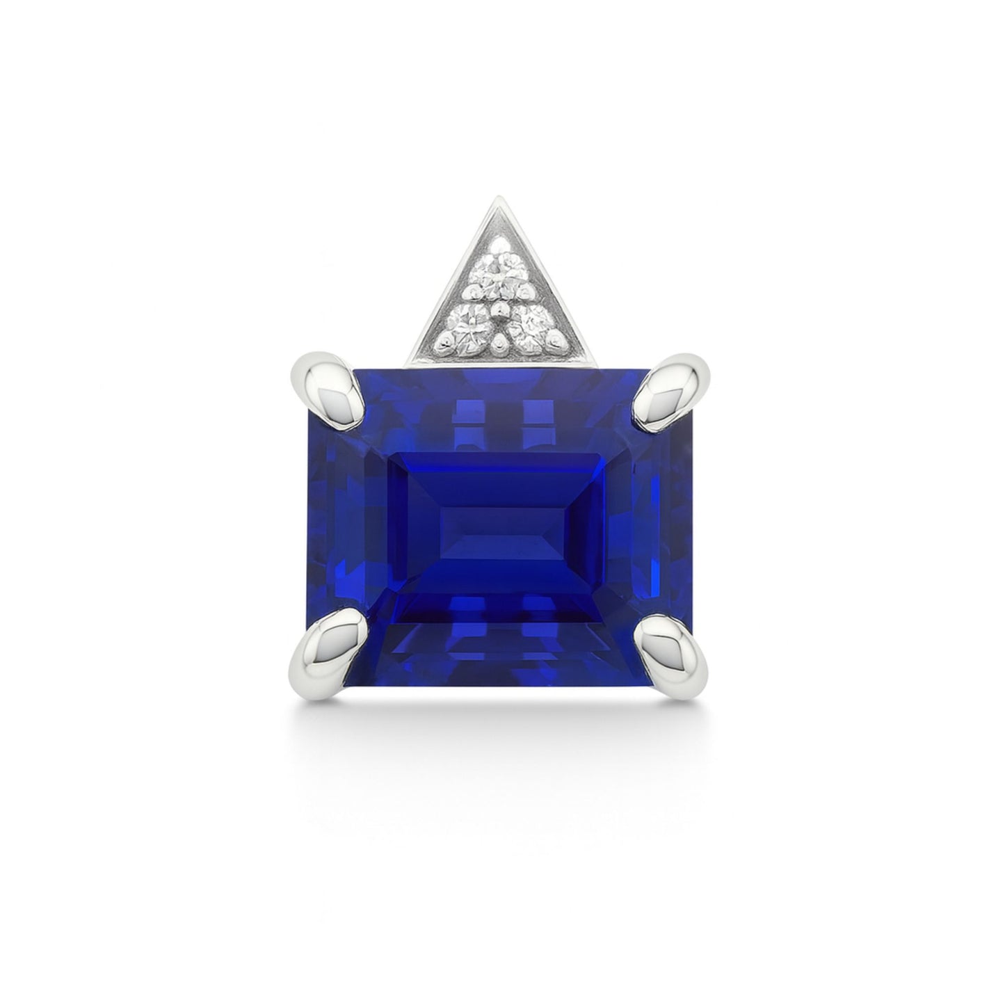 14K 2.73ct Emerald Cut Blue Wing Tanzanite 0.03cttw White Diamonds Pendant