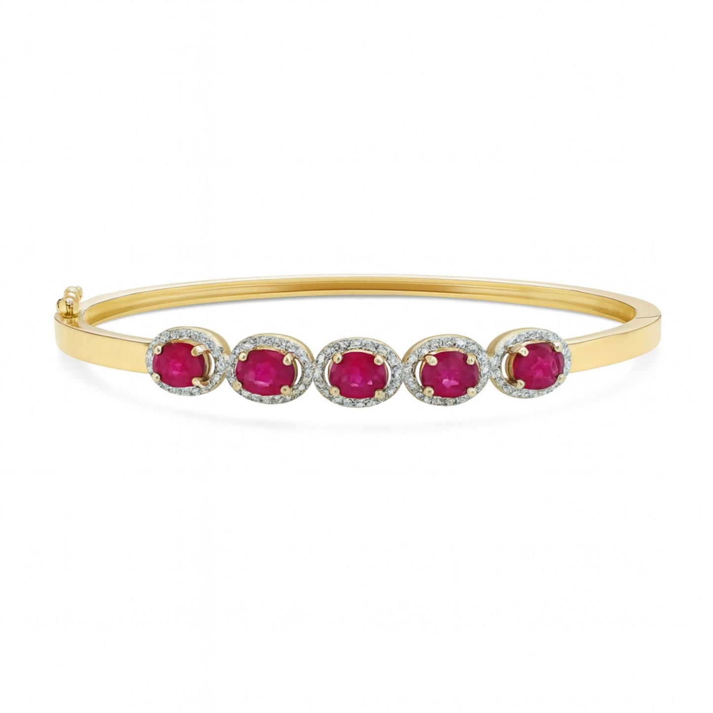 14K 4.32cttw Oval Burma Ruby 0.49cttw VS White Diamonds Bangle