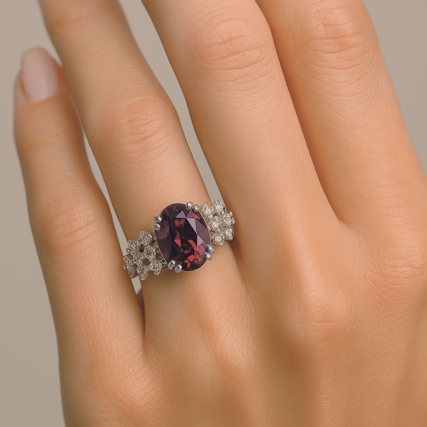 14K 5.30ct Oval Pink Zircon 0.42cttw VS White Diamonds Ring