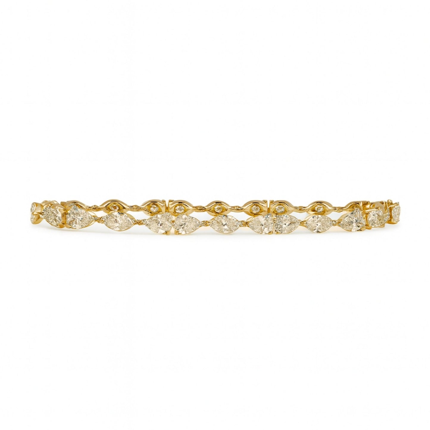 14K 9.69cttw Pear Shape & Marquise VS Yellow Diamond Bracelet