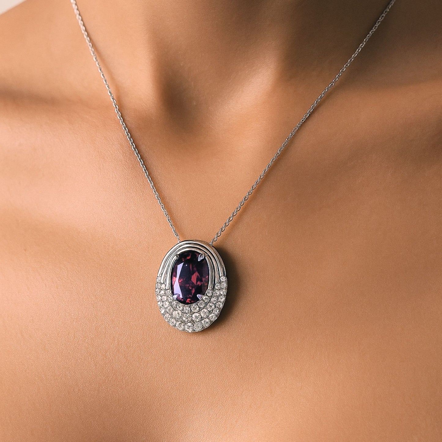 14K 6.84ct Oval Pink Zircon 0.92cttw VS White Diamonds Pendant