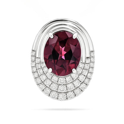 14K 6.84ct Oval Pink Zircon 0.92cttw VS White Diamonds Pendant
