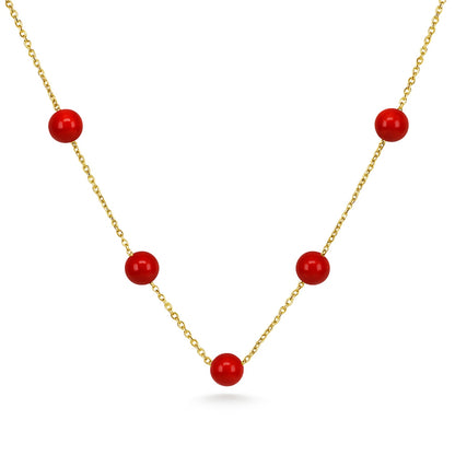 14K 8.45cttw Mediteranean Coral Station Necklace