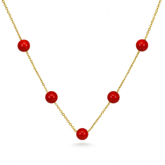 14K 8.45cttw Mediteranean Coral Station Necklace