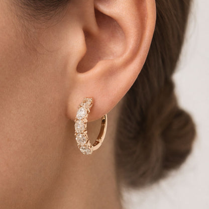 14K 3.00cttw Oval VS White Diamond Hoop Earrings