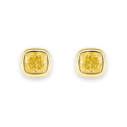 14K 0.50cttw Cushion Yellow Diamond Stud Earrings