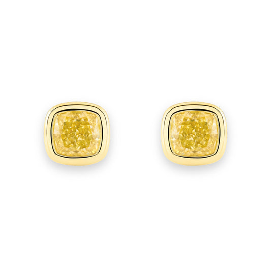 14K 0.50cttw Cushion Yellow Diamond Stud Earrings