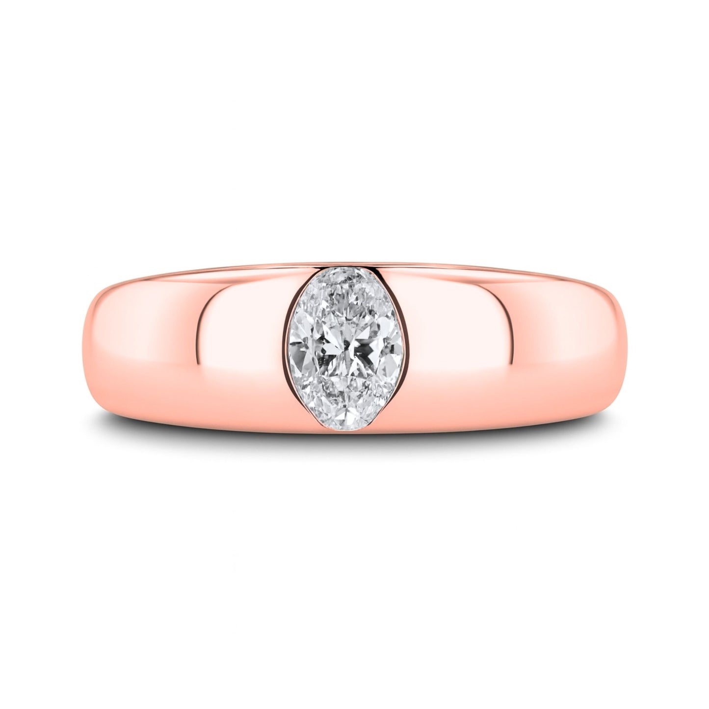 14K 0.30ct Oval VS White Diamond Band Ring