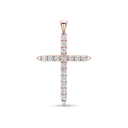 14K 0.42cttw Round VS White Diamond Cross Pendant