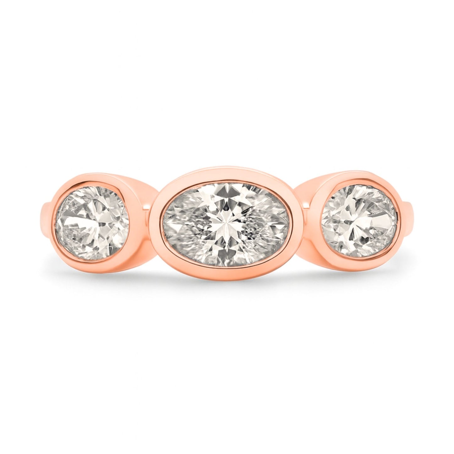 14K 1.00cttw Oval VS White Diamond 3 Stone Band Ring