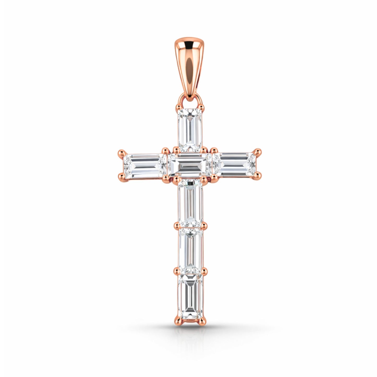 14K 1.10cttw Baguette VS White Diamond Cross Pendant