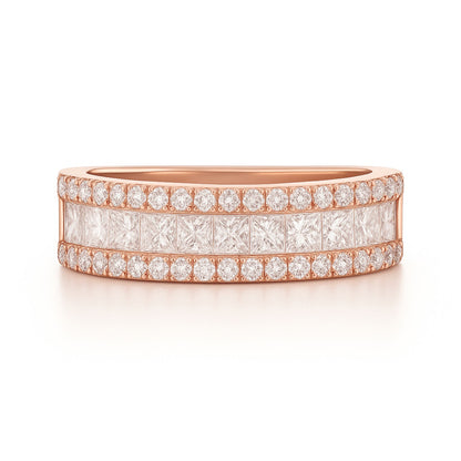 14K 1.33cttw Princess Cut & Round VS White Diamond Band Ring