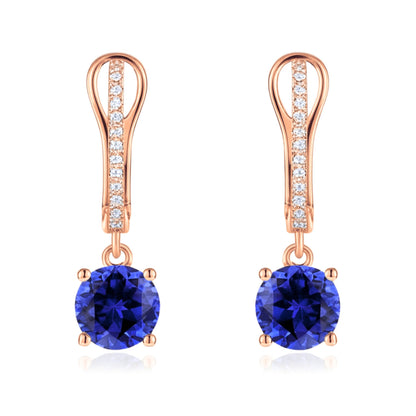 14K 1.54cttw Round Blue Wing Tanzanite 0.08cttw VS White Diamonds Drop Earrings