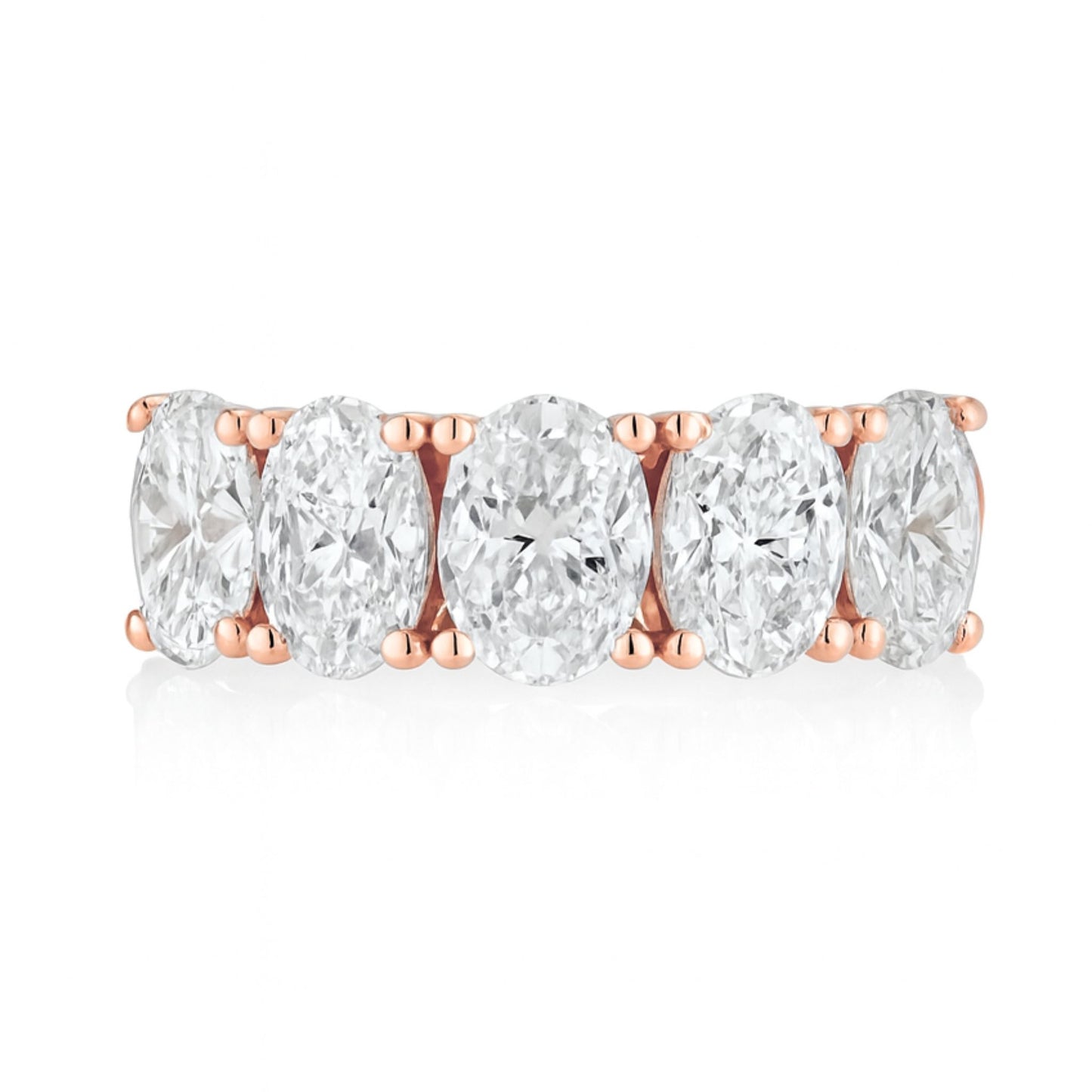 14K 2.00cttw Oval VS White Diamond 5 Stone Band Ring