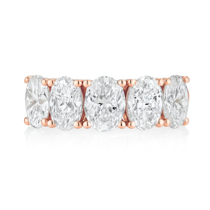14K 2.00cttw Oval VS White Diamond 5 Stone Band Ring