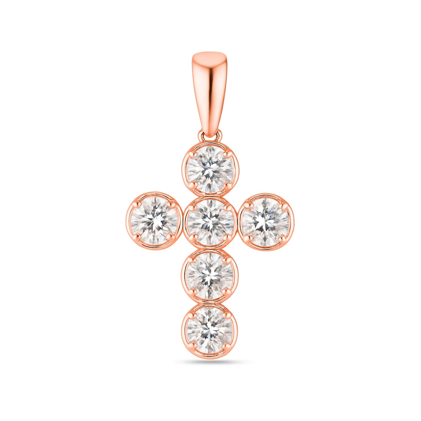 14K 2.05cttw Round VS White Diamond Cross Pendant