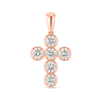 14K 2.05cttw Round VS White Diamond Cross Pendant