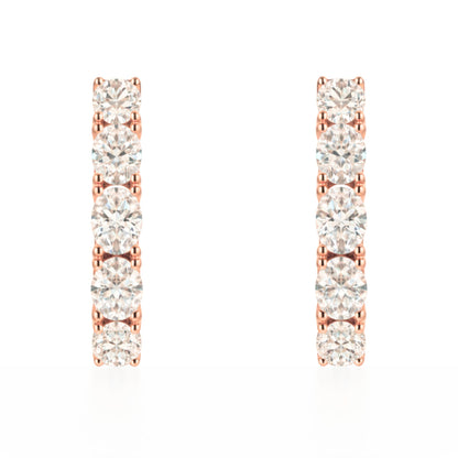 14K 3.00cttw Oval VS White Diamond Hoop Earrings