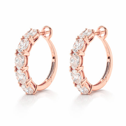 14K 3.00cttw Oval VS White Diamond Hoop Earrings