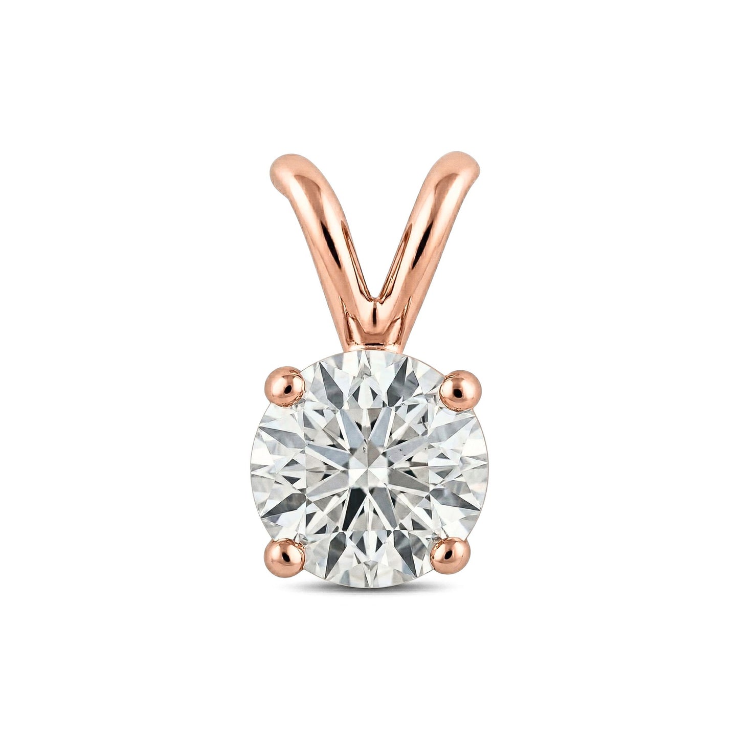14K 0.50ct Round VS White Diamond Solitaire Pendant