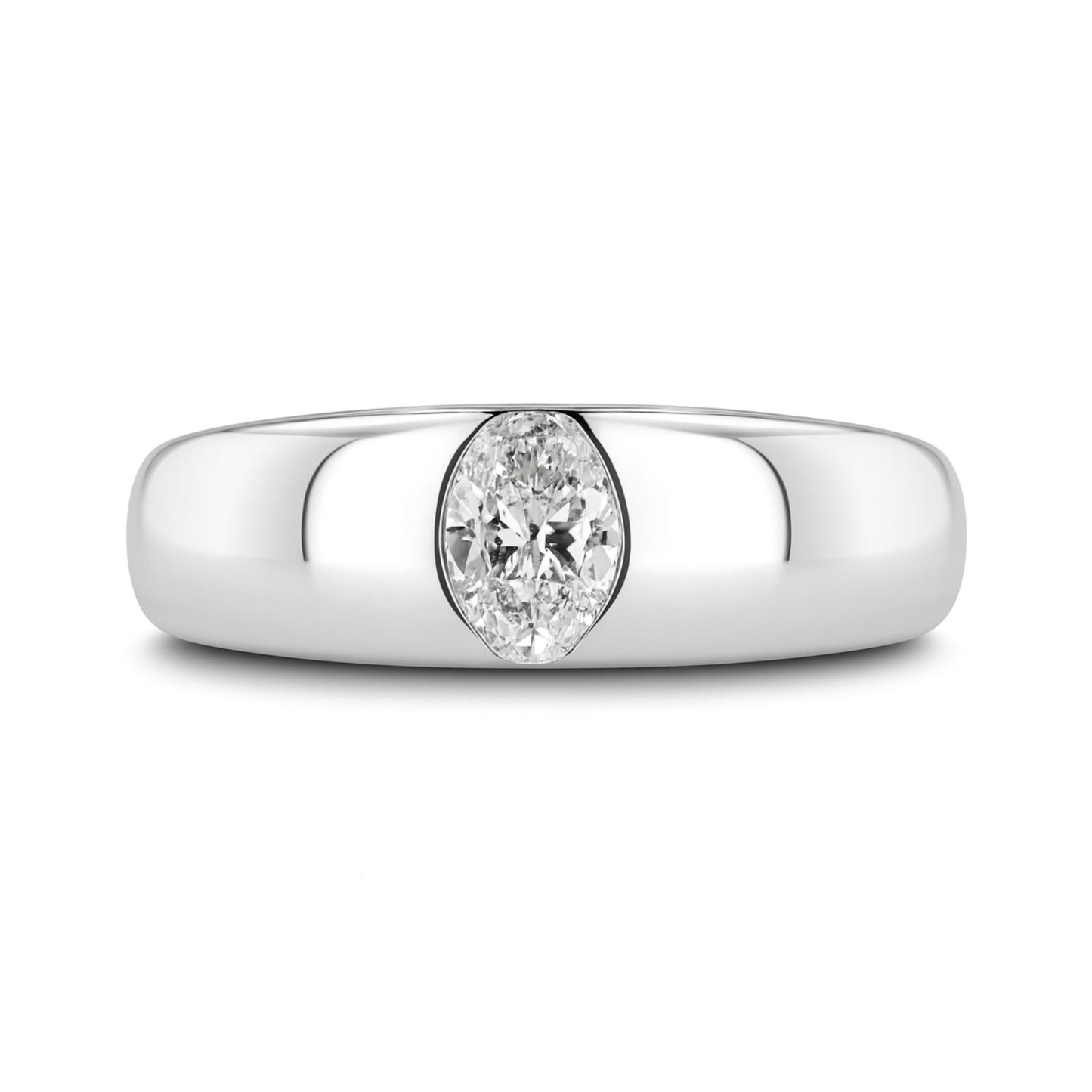14K 0.30ct Oval VS White Diamond Band Ring