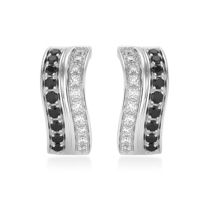 14K 0.50cttw Black and White Diamond Huggie Earrings