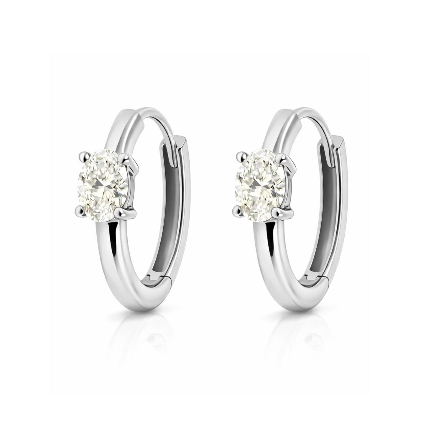 14K 0.50cttw Oval VS White Diamond Huggie Earrings