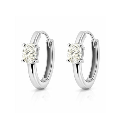 14K 0.50cttw Oval VS White Diamond Huggie Earrings