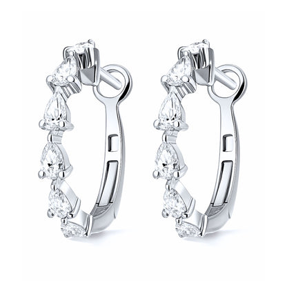 14K 1.01cttw Pear Shape VS White Diamond Hoop Earrings