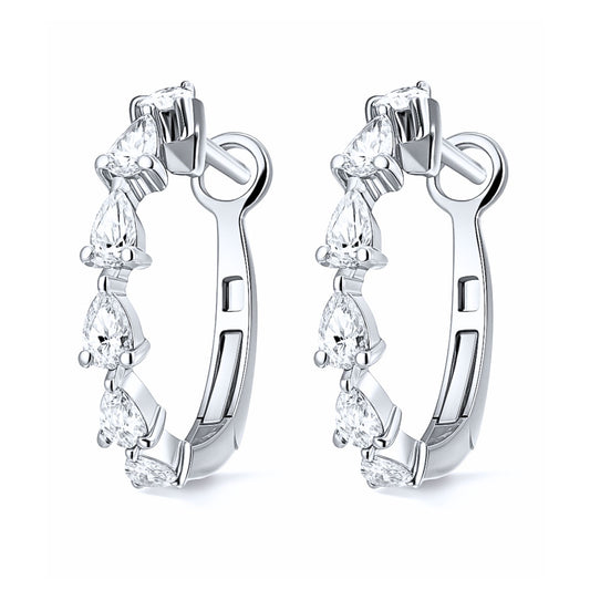 14K 1.01cttw Pear Shape VS White Diamond Hoop Earrings