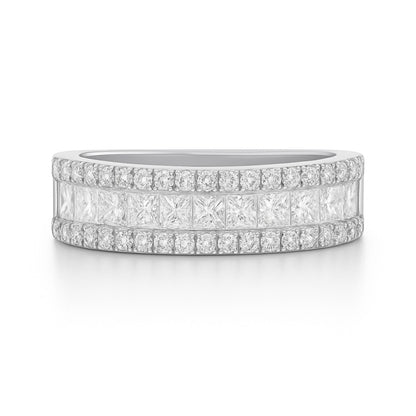 14K 1.33cttw Princess Cut & Round VS White Diamond Band Ring