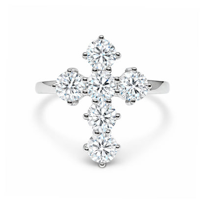 14K 1.50cttw Round VS White Diamonds Cross Ring