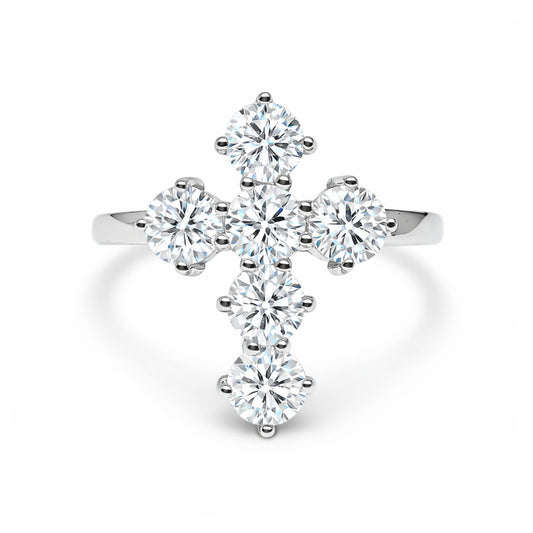 14K 1.50cttw Round VS White Diamonds Cross Ring