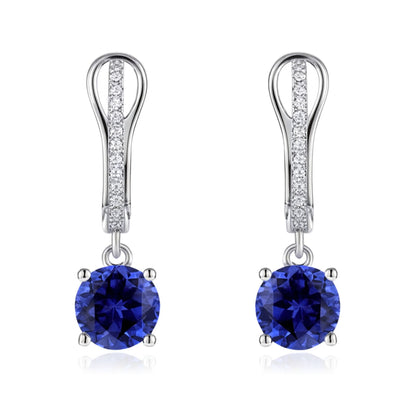 14K 1.54cttw Round Blue Wing Tanzanite 0.08cttw VS White Diamonds Drop Earrings