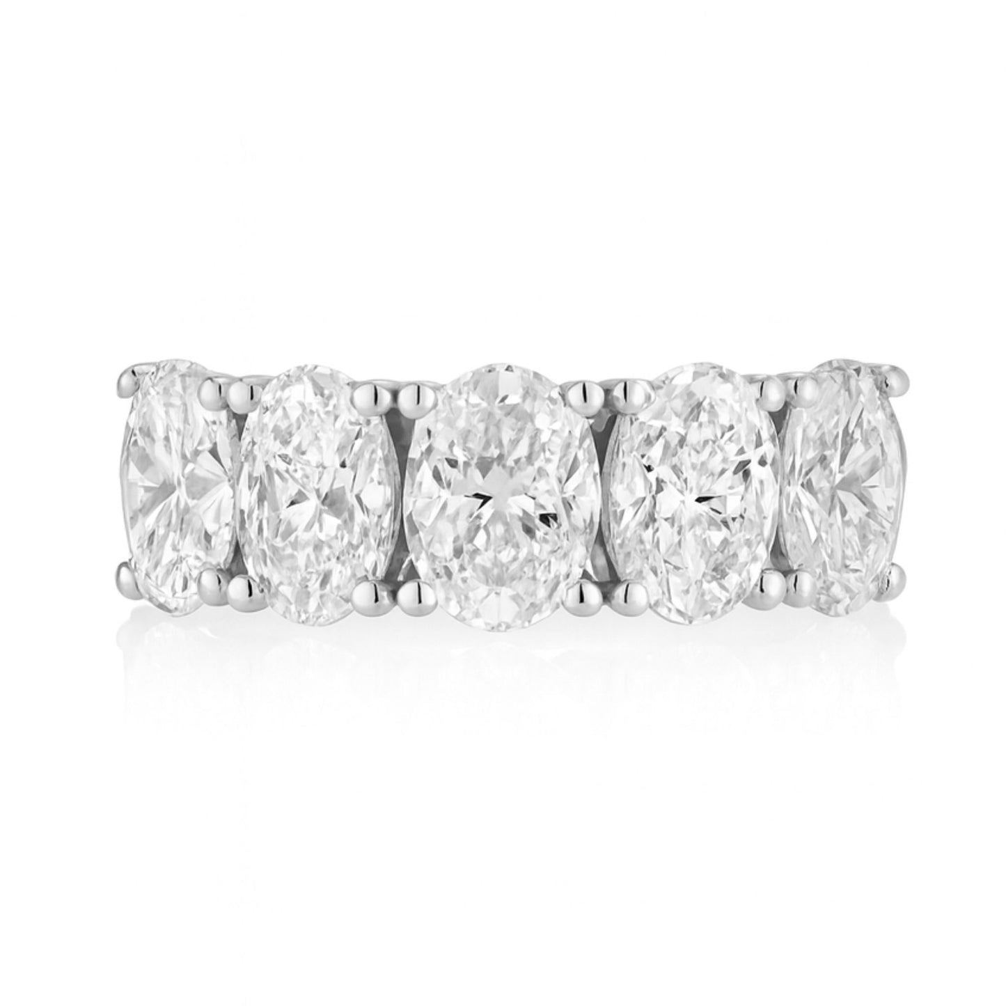 14K 2.00cttw Oval VS White Diamond 5 Stone Band Ring