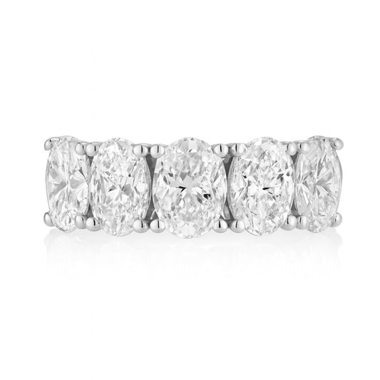 14K 2.00cttw Oval VS White Diamond 5 Stone Band Ring
