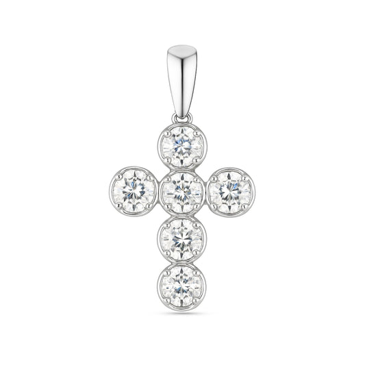 14K 2.05cttw Round VS White Diamond Cross Pendant
