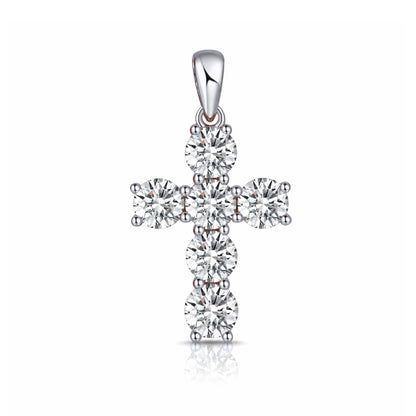 14K 2.45cttw Round VS White Diamond Cross Pendant